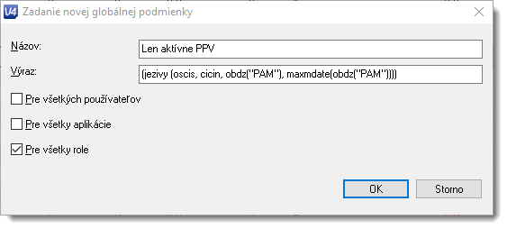 formulár novej podmienky