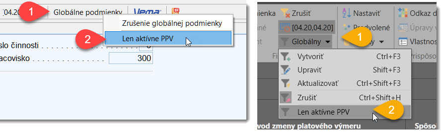Aktivácia globálnej podmienky